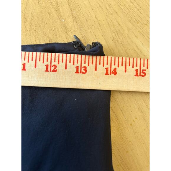 VTG Silk Pleated Mini Skirt 6 Navy Blue Ruffles Luxury Designer RARE Made In USA - Picture 8 of 14